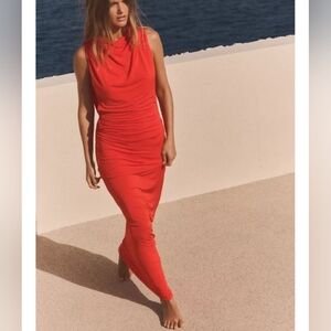 Zara Vibrant Red Sleeveless Maxi Dress
